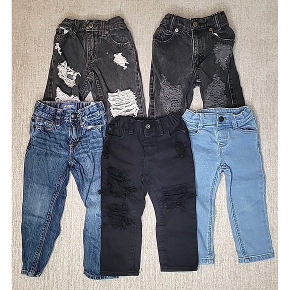 Old Navy Other - 5 Pairs of Girls 2T Denim Jeans Black & Blue Old Navy Arizona Badge Childrens Pl